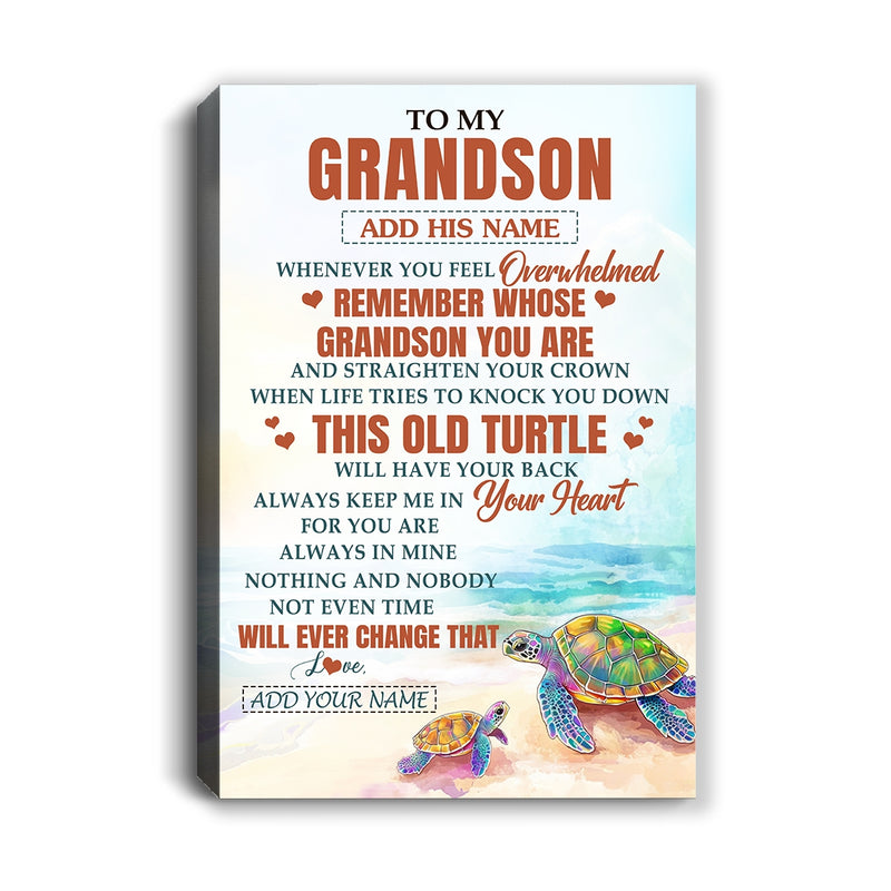 Personalized To My Grandson Gifts Canvas From Grandma Papa Whenever Turtle Unique Birthday Gifts For Grandson Graduation Christmas Custom Wall Art Print Framed Canvas Canvas mockup 1 800x.jpg