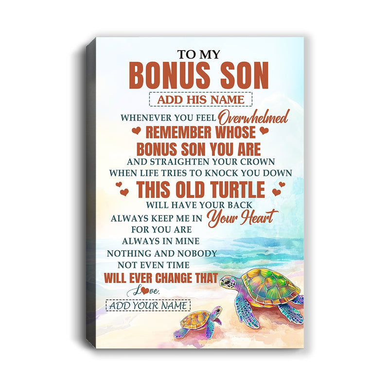 Personalized To My Bonus Son Gifts Canvas From Stepmom Stepdad Whenever Turtle Unique Birthday Gifts For Stepson Graduation Christmas Custom Art Print Framed Canvas Canvas mockup 1 800x.jpg