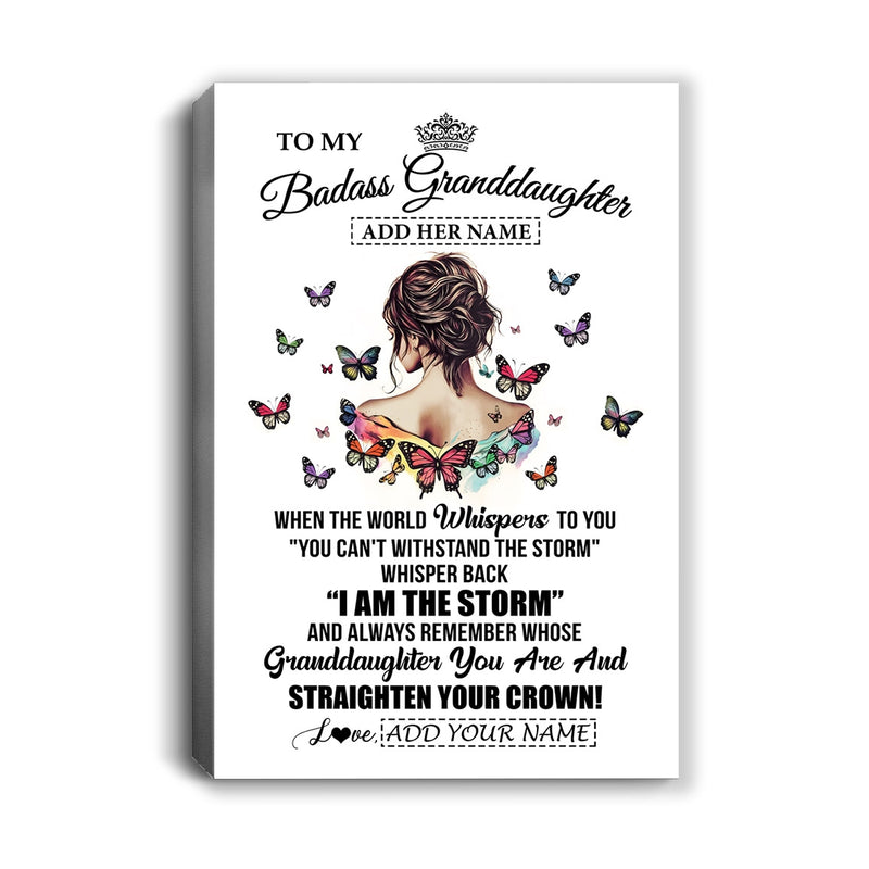 Personalized To My Badass Granddaughter I Am The Storm Canvas From Grandpa Papa Beautiful Granddaughter Birthday Gifts Christmas Adults Custom Print Framed Canvas Canvas mockup 1 800x.jpg