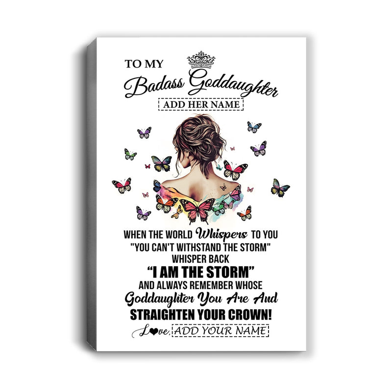 Personalized To My Badass Goddaughter I Am The Storm Canvas From Godmother Beautiful Goddaughter Birthday Gifts Graduation Christmas Adults Custom Print Framed Canvas Canvas mockup 1 800x.jpg