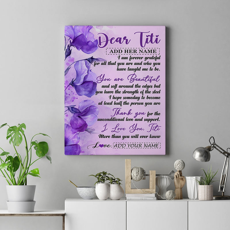 Personalized To My Titi Gifts From Niece Nephew Canvas Flower You Are Beautiful Gifts For Titi Mothers Day Birthday Christmas Custom Custom Art Print Framed Canvas Canvas mockup 2 800x.jpg