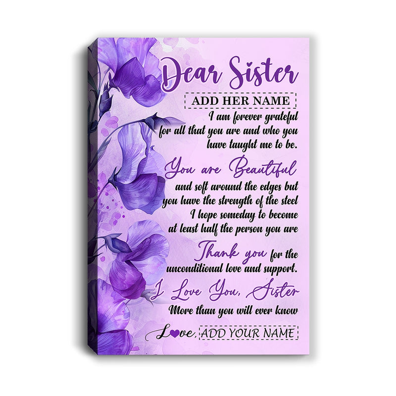 Personalized To My Sister Gifts From Brother Canvas Flower You Are Beautiful Gifts For Sister Birthday Gifts Sister Graduation Christmas Custom Print Framed Canvas Canvas mockup 1 800x.jpg
