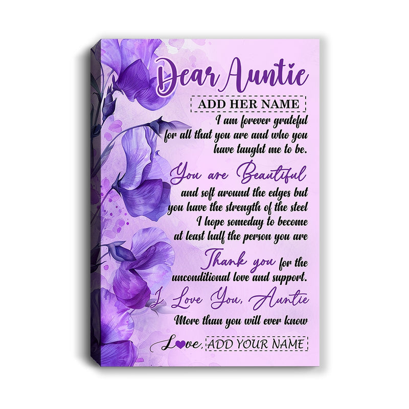 Personalized To My Auntie Gifts From Niece Nephew Canvas Flower You Are Beautiful Gifts For Auntie Mothers Day Birthday Christmas Custom Custom Art Print Framed Canvas Canvas mockup 1 800x.jpg
