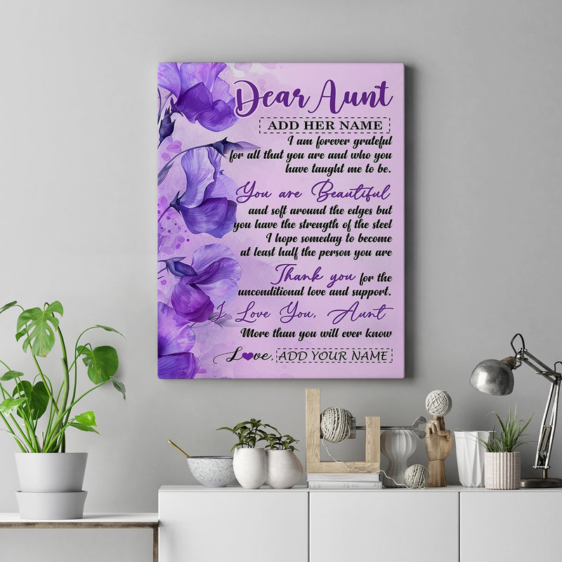 Personalized To My Aunt Gifts From Niece Nephew Canvas Flower You Are Beautiful Gifts For Aunt Mothers Day Birthday Christmas Custom Custom Art Print Framed Canvas Canvas mockup 2 800x.jpg