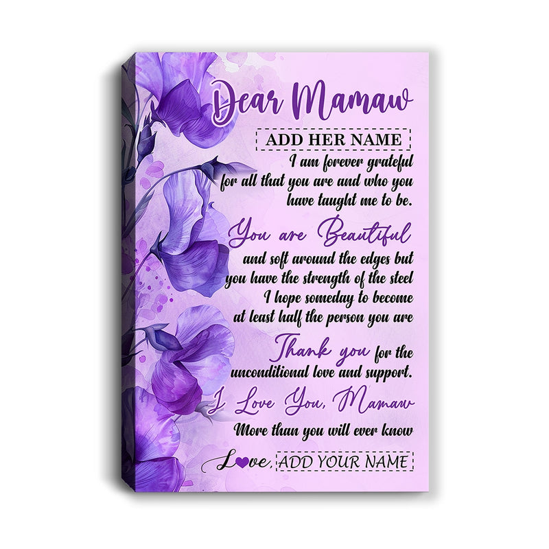 Personalized To My Mamaw Gifts From Granddaughter Grandson Canvas Flower You Are Beautiful Gifts For Mamaw Mothers Day Birthday Christmas Custom Print Framed Canvas Canvas mockup 1 800x.jpg