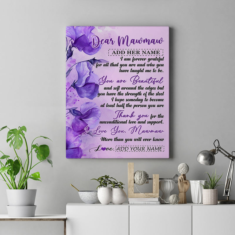 Personalized To My Mawmaw Gifts From Granddaughter Grandson Canvas Flower You Are Beautiful Gifts For Mawmaw Mothers Day Birthday Christmas Custom Print Framed Canvas Canvas mockup 2 800x.jpg