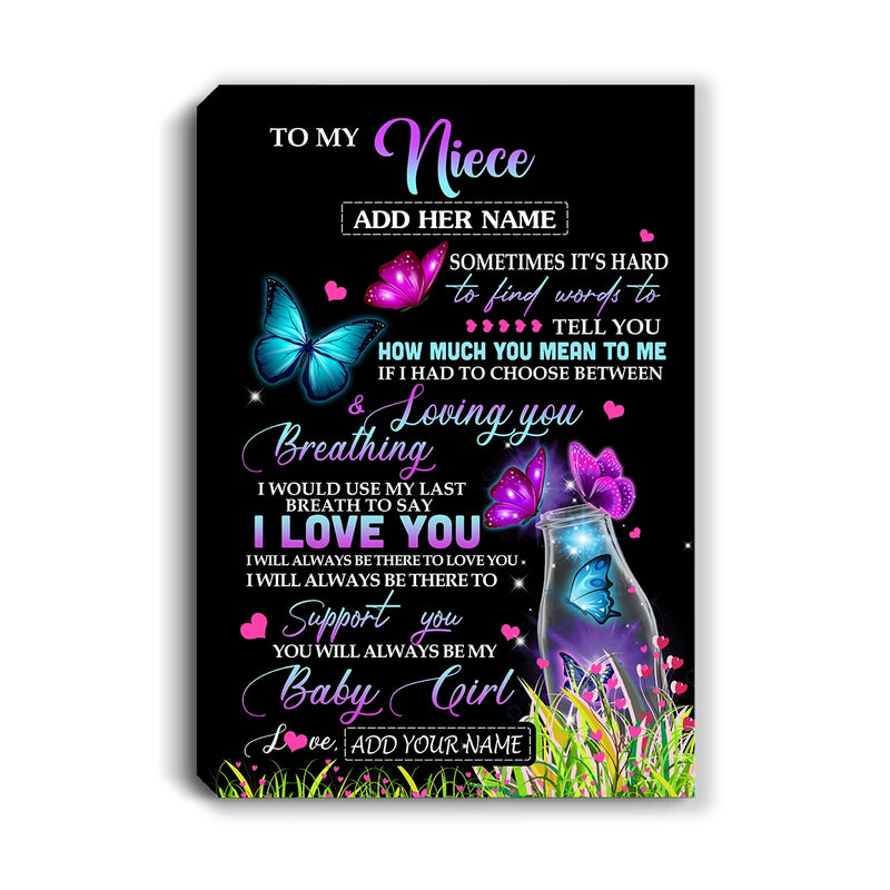 Personalized To My Niece Canvas From Aunt Auntie Butterfly Sometimes Say I Love You Niece Birthday Gifts Graduation Christmas Custom Wall Art Print Framed Canvas Canvas mockup 1 800x.jpg