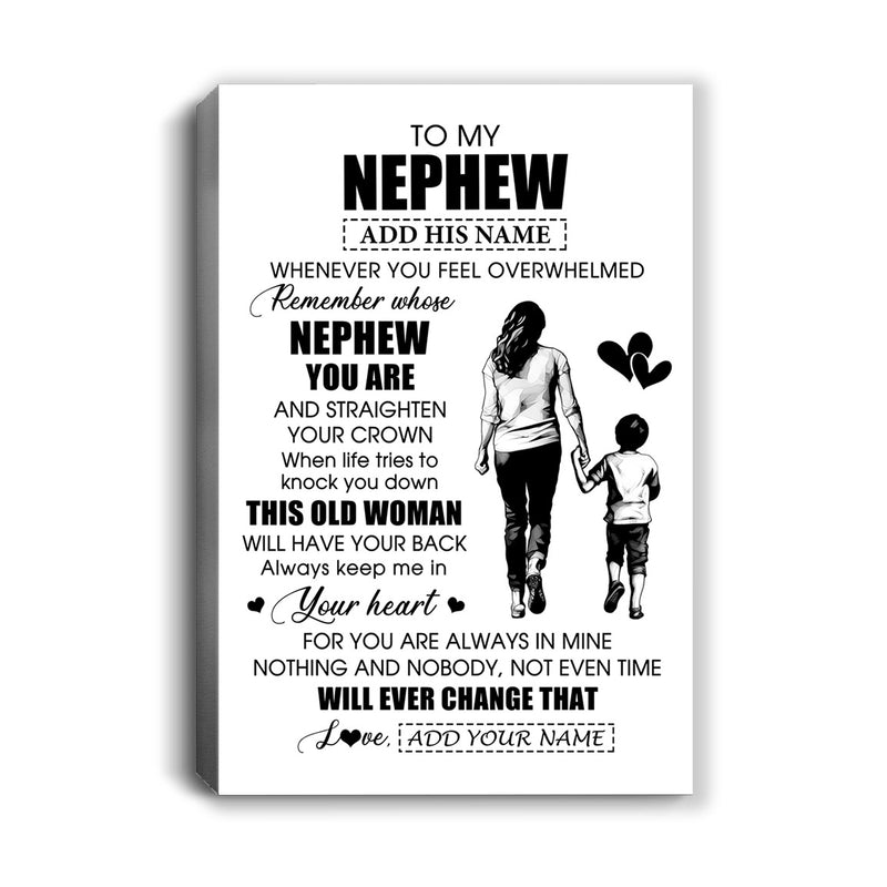 Personalized To My Nephew Gifts Canvas From Aunt Auntie Whenever Woman Unique Birthday Gifts For Nephew Graduation Christmas Custom Wall Art Print Framed Canvas Canvas mockup 1 800x.jpg