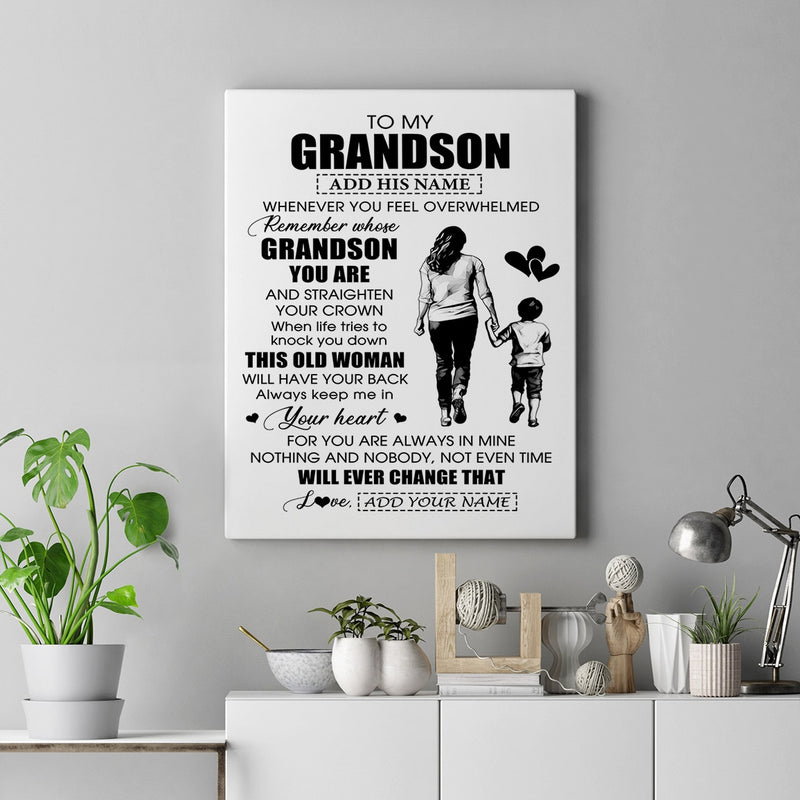Personalized To My Grandson Gifts Canvas From Grandma Nana Whenever Woman Unique Birthday Gifts For Grandson Graduation Christmas Custom Wall Art Print Framed Canvas Canvas mockup 2 800x.jpg