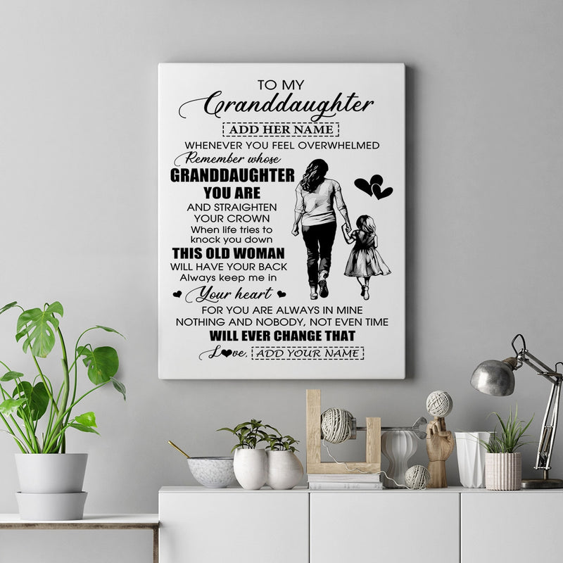 Personalized To My Granddaughter Gifts Canvas From Grandma Nana Whenever Woman Unique Birthday Gifts For Granddaughter Graduation Christmas Custom Art Framed Canvas Canvas mockup 2 800x.jpg