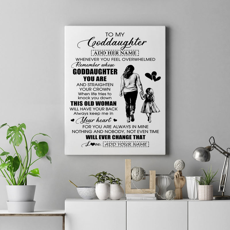Personalized To My Goddaughter Gifts Canvas From Godmother Aunt Whenever Woman Unique Birthday Gifts For Goddaughter Graduation Christmas Custom Art Framed Canvas Canvas mockup 2 800x.jpg