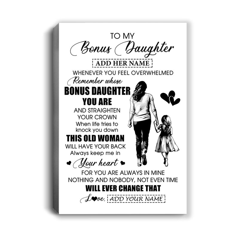 Personalized To My Bonus Daughter Gifts Canvas From Stepmom Whenever Woman Unique Birthday Gifts For Stepdaughter Graduation Christmas Custom Art Print Framed Canvas Canvas mockup 1 800x.jpg