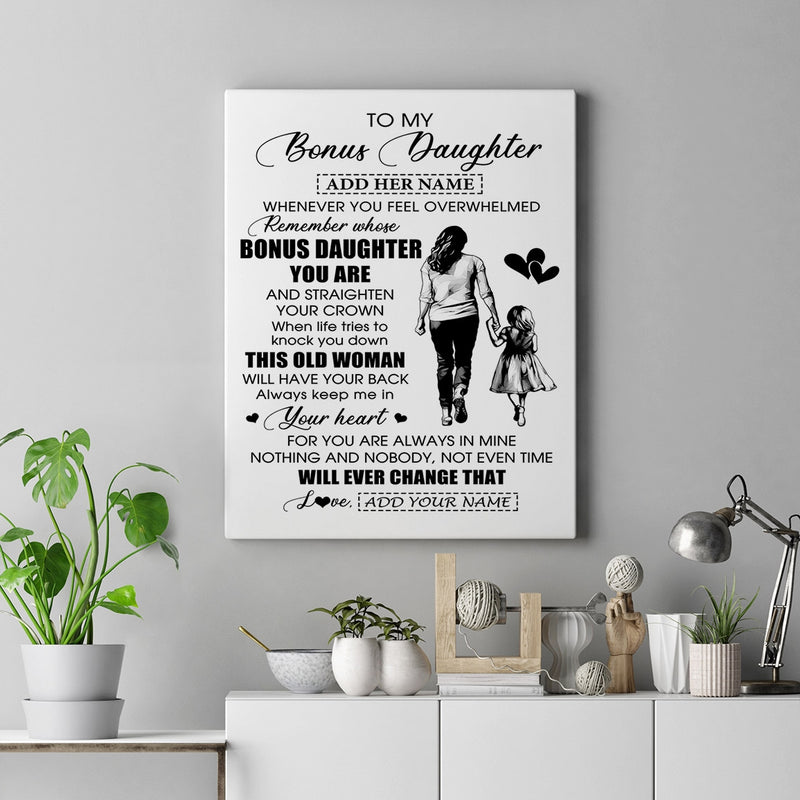 Personalized To My Bonus Daughter Gifts Canvas From Stepmom Whenever Woman Unique Birthday Gifts For Stepdaughter Graduation Christmas Custom Art Print Framed Canvas Canvas mockup 2 800x.jpg