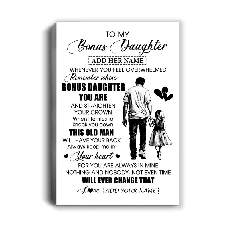Personalized To My Bonus Daughter Gifts Canvas From Stepdad Whenever Man Unique Birthday Gifts For Stepdaughter Graduation Christmas Custom Art Print Framed Canvas Canvas mockup 1 800x.jpg