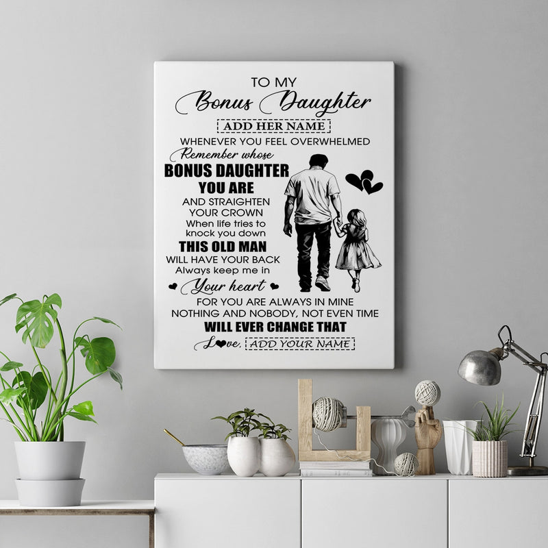 Personalized To My Bonus Daughter Gifts Canvas From Stepdad Whenever Man Unique Birthday Gifts For Stepdaughter Graduation Christmas Custom Art Print Framed Canvas Canvas mockup 2 800x.jpg