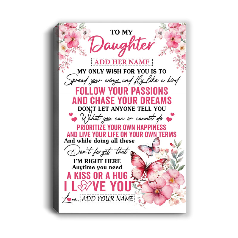 Personalized To My Daughter Gifts Canvas From Mom Dad Butterfly My Only Wish For You Daughter Birthday Gifts Graduation Christmas Custom Custom Art Print Framed Canvas Canvas mockup 1 800x.jpg