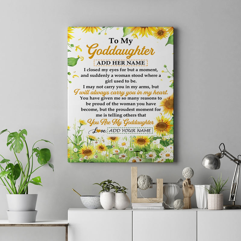 Personalized To My Goddaughter Gifts Canvas From Godmother I Closed My Eyes Sunflower Best Goddaughter Birthday Gifts Christmas Custom Custom Art Print Framed Canvas Canvas mockup 2 800x.jpg
