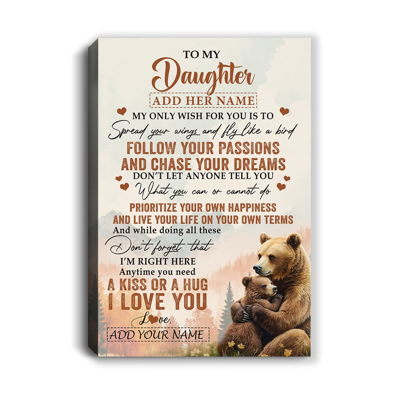 Personalized To My Daughter Gifts Canvas From Mom Dad Bear My Only Wish For You Daughter Birthday Gifts Graduation Christmas Custom Wall Art Print Framed Canvas Canvas mockup 1 800x.jpg