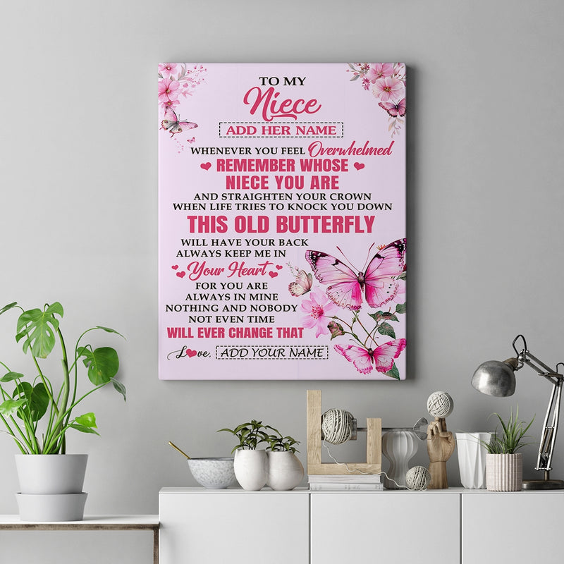 Personalized To My Niece Gifts Canvas From Aunt Uncle Whenever Butterfly Unique Birthday Gifts For Niece Graduation Christmas Custom Wall Art Print Framed Canvas Canvas mockup 2 800x.jpg