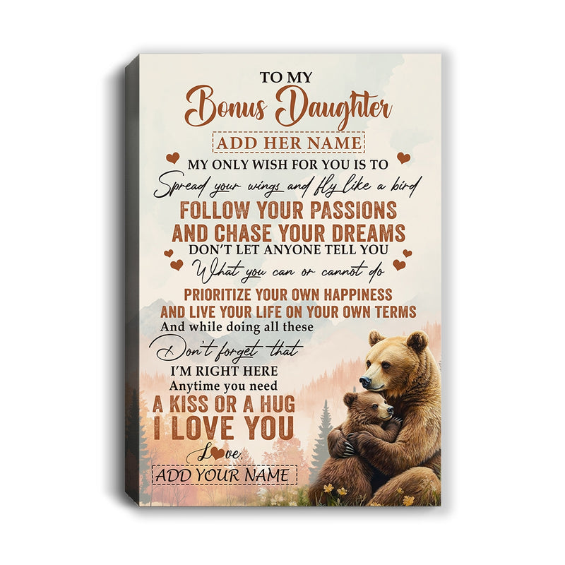 Personalized To My Bonus Daughter Gifts Canvas From Stepmom Stepdad Bear My Only Wish For You Stepdaughter Birthday Gifts Graduation Christmas Custom Art Framed Canvas Canvas mockup 1 800x.jpg