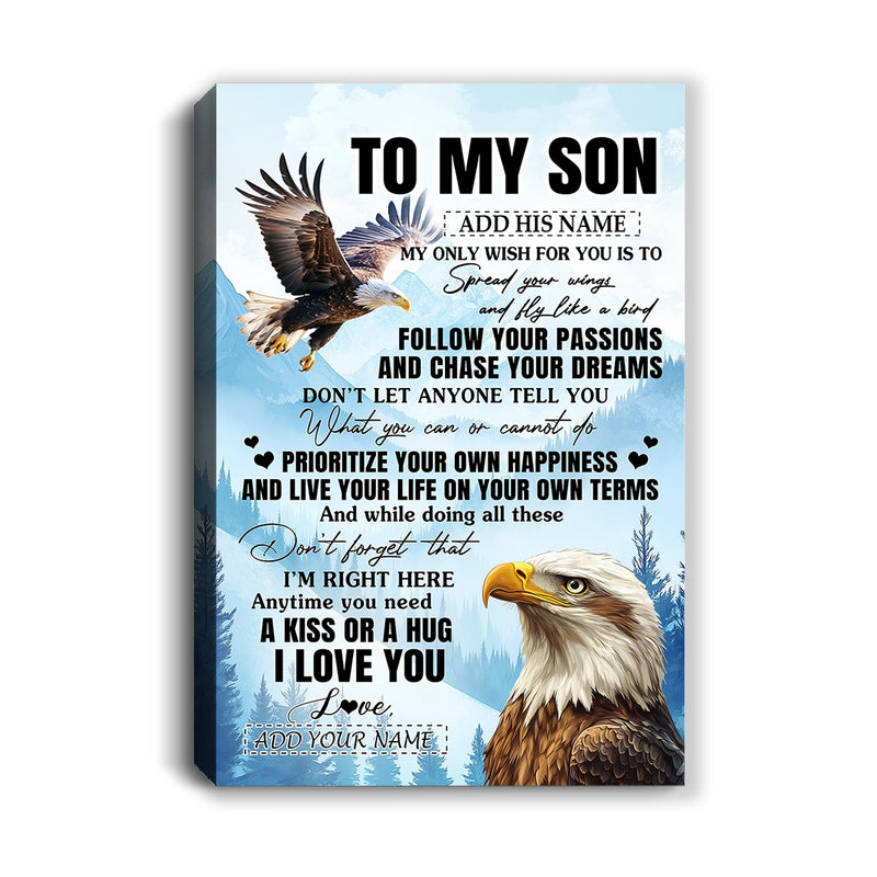 Personalized To My Son Gifts Canvas From Mom Dad Mother Father Eagle My Only Wish For You Son Birthday Gifts Graduation Christmas Custom Wall Art Print Framed Canvas Canvas mockup 1 800x.jpg