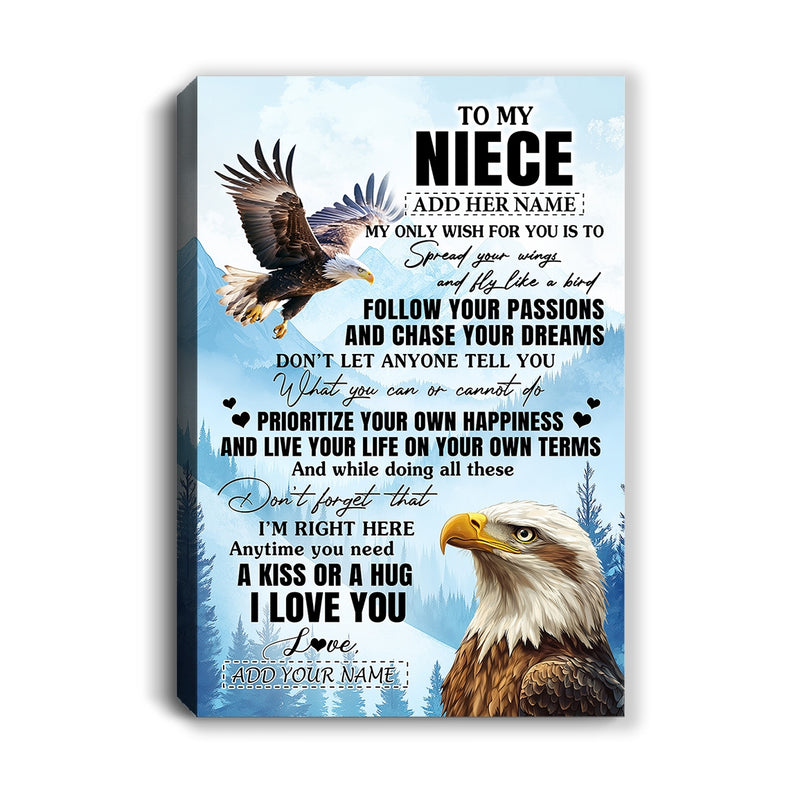 Personalized To My Niece Gifts Canvas From Aunt Uncle Eagle My Only Wish For You Niece Birthday Gifts Graduation Christmas Custom Wall Art Print Framed Canvas Canvas mockup 1 800x.jpg