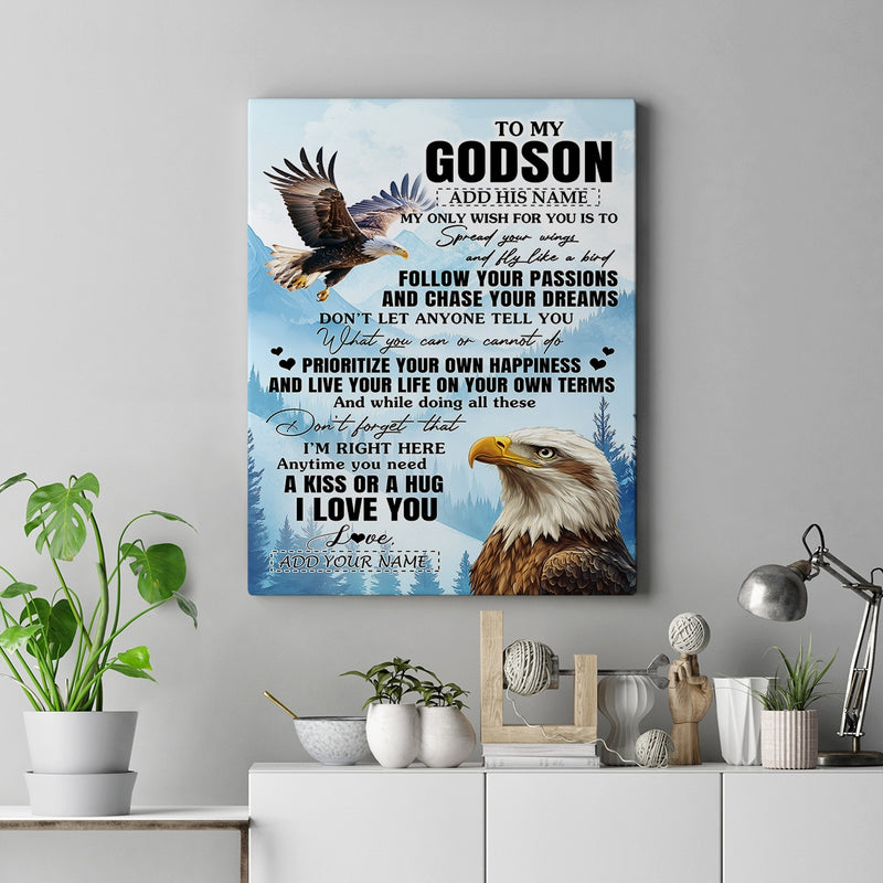 Personalized To My Godson Gifts Canvas From Godmother Uncle Eagle My Only Wish For You Godson Birthday Gifts Graduation Christmas Custom Wall Art Print Framed Canvas Canvas mockup 2 800x.jpg