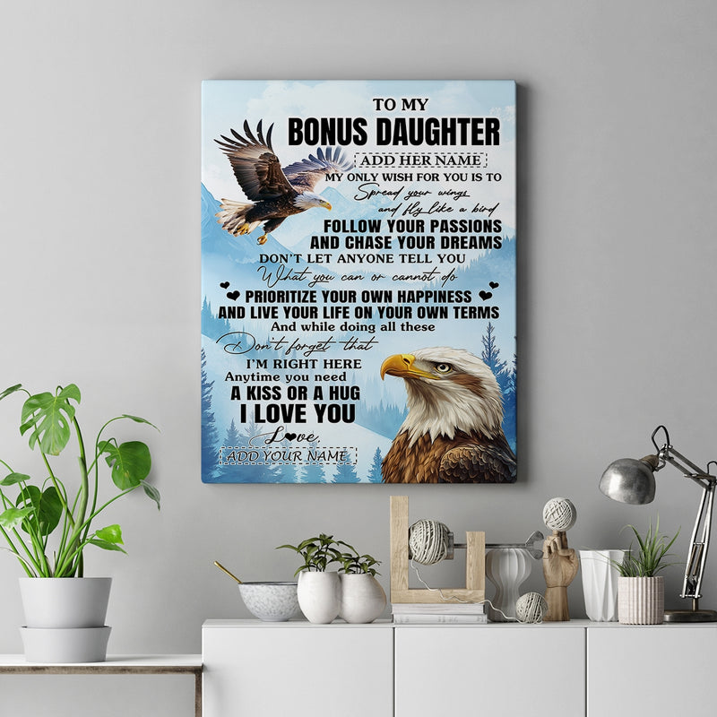 Personalized To My Bonus Daughter Gifts Canvas From Stepdad Eagle My Only Wish For You Stepdaughter Birthday Gifts Graduation Christmas Custom Art Print Framed Canvas Canvas mockup 2 800x.jpg