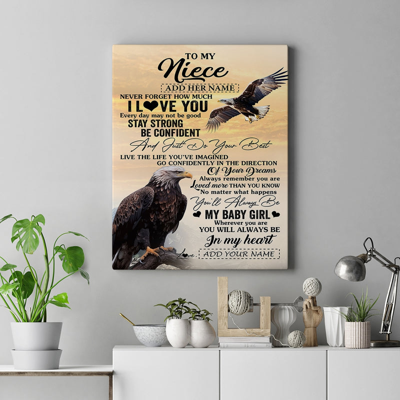 Personalized To My Niece Gifts From Aunt Uncle Canvas Eagle Never Forget How Much I Love You Niece Birthday Graduation Christmas Custom Wall Art Print Framed Canvas Canvas mockup 2 800x.jpg