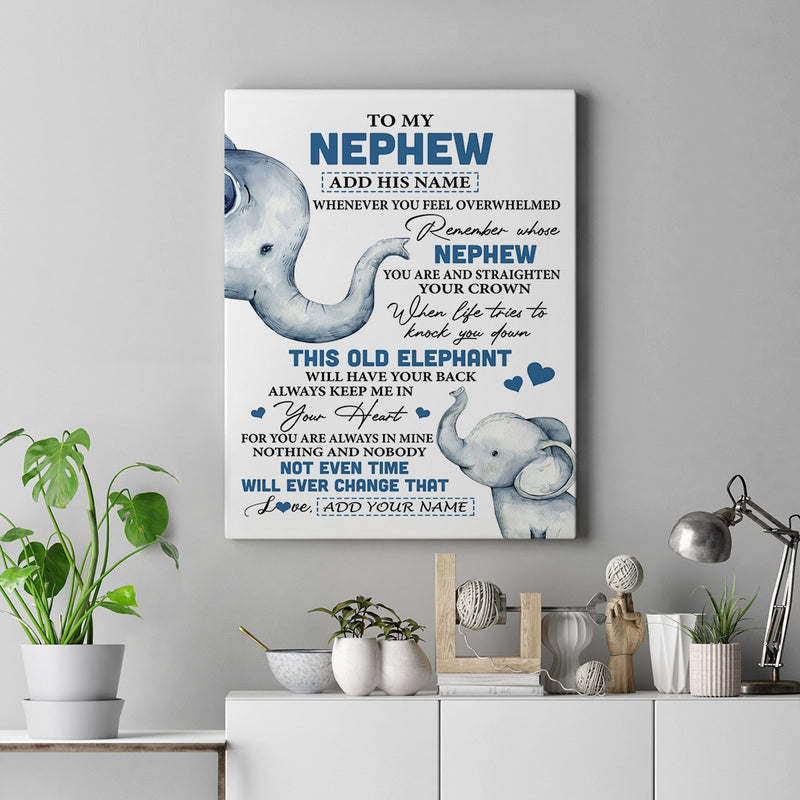 Personalized To My Nephew Gifts Canvas From Aunt Uncle Auntie Whenever Elephant Unique Birthday Gifts For Nephew Graduation Christmas Custom Art Print Framed Canvas Canvas mockup 2 800x.jpg