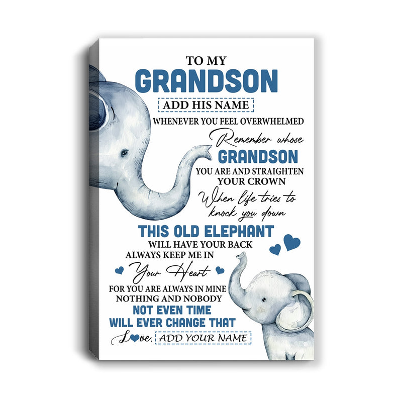 Personalized To My Grandson Gifts Canvas From Grandma Papa Whenever Elephant Unique Birthday Gifts For Grandson Graduation Christmas Custom Art Print Framed Canvas Canvas mockup 1 800x.jpg