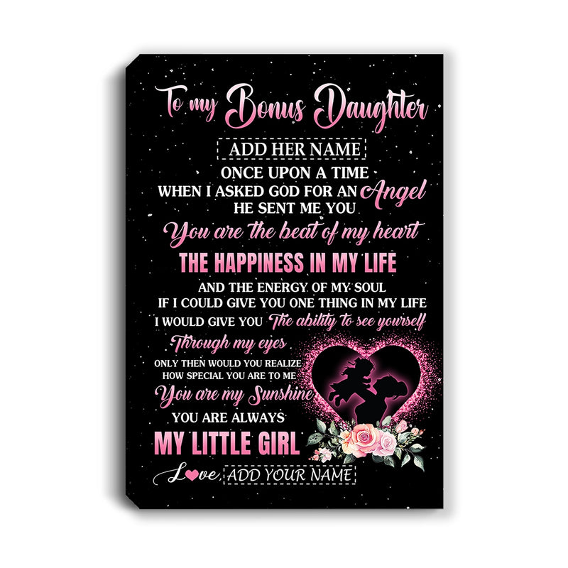 Personalized To My Bonus Daughter From Stepmom Canvas Once Upon A Time Birthday Graduation Gifts For Stepdaughter Christmas Custom Wall Art Print Framed Canvas Canvas mockup 1 800x.jpg