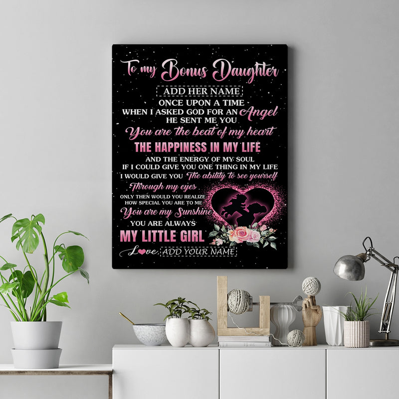 Personalized To My Bonus Daughter From Stepmom Canvas Once Upon A Time Birthday Graduation Gifts For Stepdaughter Christmas Custom Wall Art Print Framed Canvas Canvas mockup 2 800x.jpg