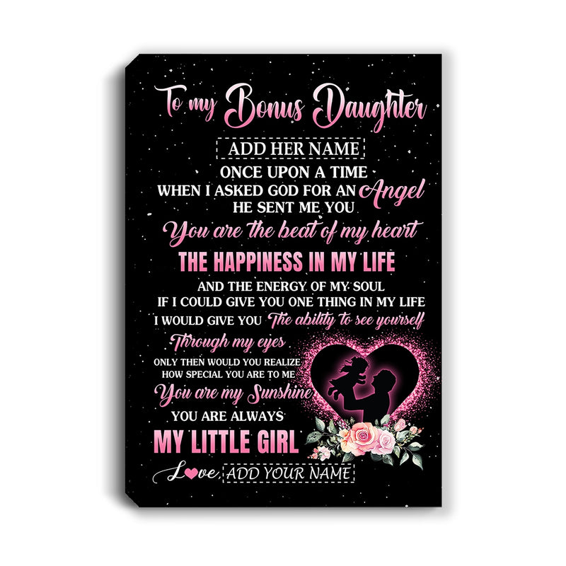 Personalized To My Bonus Daughter From Stepdad Canvas Once Upon A Time Birthday Graduation Gifts For Stepdaughter Christmas Custom Wall Art Print Framed Canvas Canvas mockup 1 800x.jpg