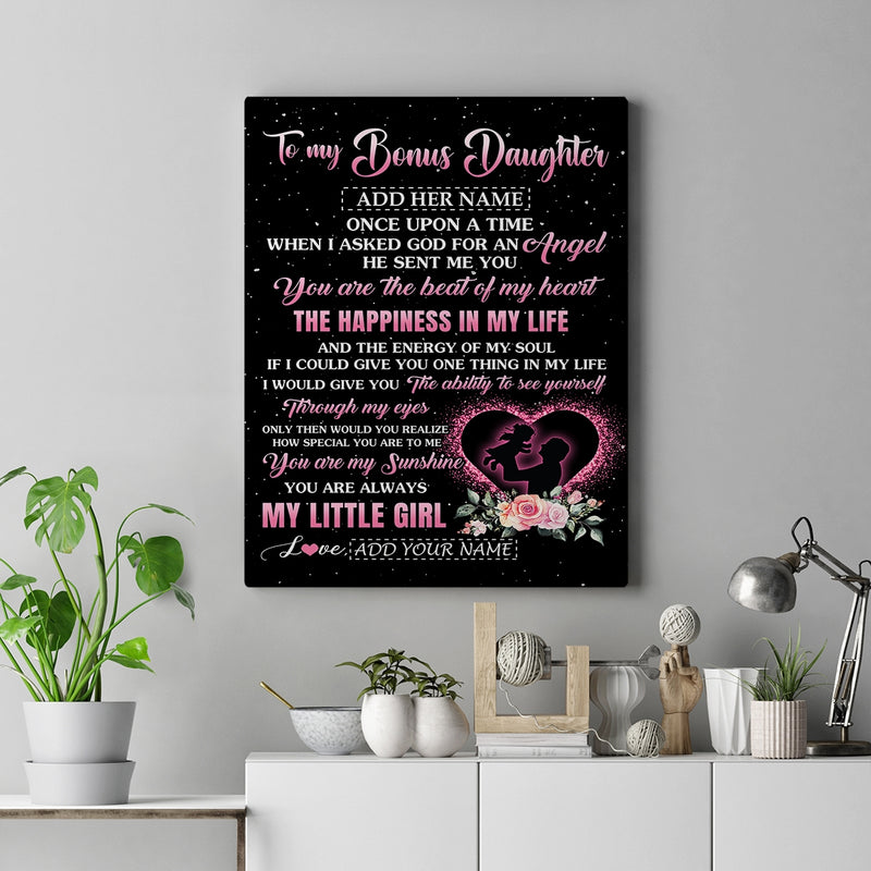 Personalized To My Bonus Daughter From Stepdad Canvas Once Upon A Time Birthday Graduation Gifts For Stepdaughter Christmas Custom Wall Art Print Framed Canvas Canvas mockup 2 800x.jpg
