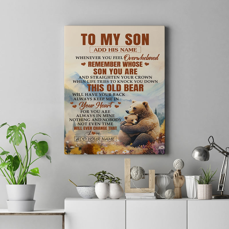 Personalized To My Son Gifts Canvas From Mom Dad Mother Father Whenever Bear Unique Birthday Gifts For Son Graduation Christmas Custom Wall Art Print Framed Canvas Canvas mockup 2 800x.jpg