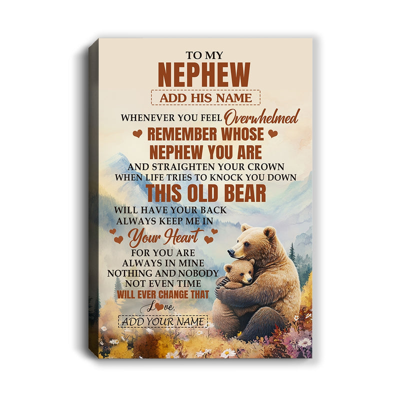 Personalized To My Nephew Gifts Canvas From Aunt Uncle Whenever Bear Unique Birthday Gifts For Nephew Graduation Christmas Custom Wall Art Print Framed Canvas Canvas mockup 1 800x.jpg