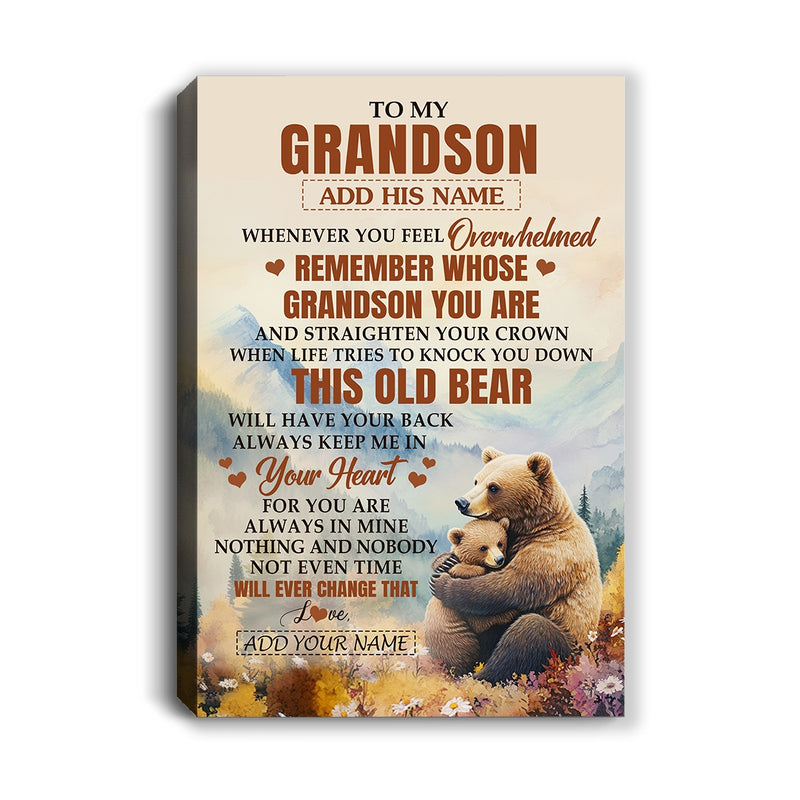 Personalized To My Grandson Gifts Canvas From Grandma Papa Whenever Bear Unique Birthday Gifts For Grandson Graduation Christmas Custom Wall Art Print Framed Canvas Canvas mockup 1 800x.jpg