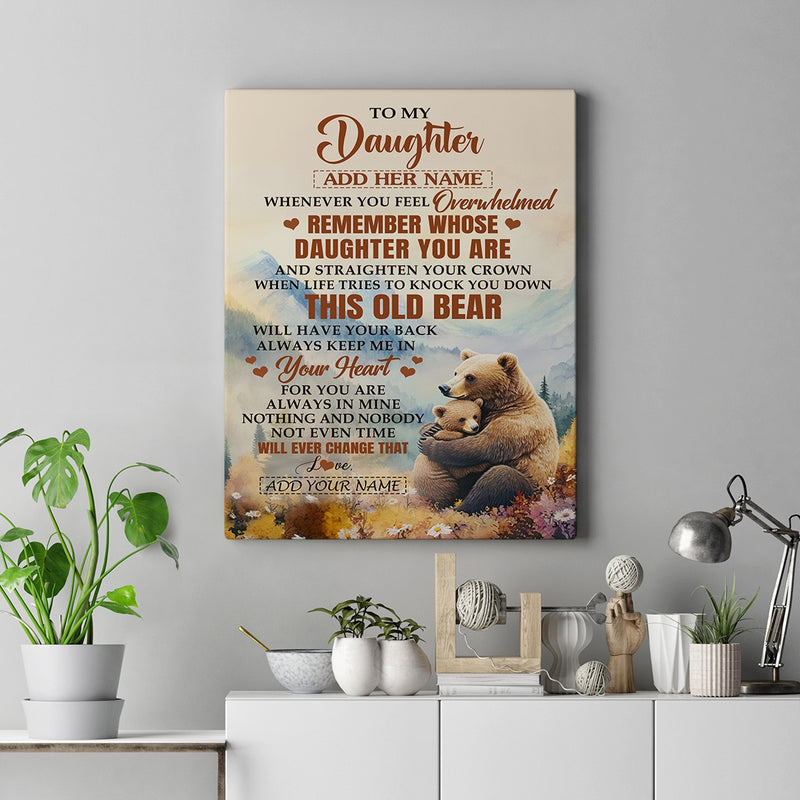 Personalized To My Daughter Gifts Canvas From Mom Dad Whenever Bear Unique Birthday Gifts For Daughter Graduation Christmas Custom Wall Art Print Framed Canvas Canvas mockup 2 800x.jpg