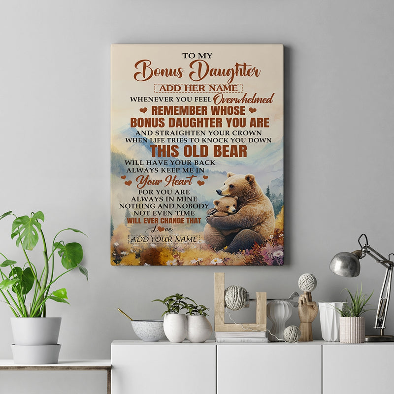 Personalized To My Bonus Daughter Gifts Canvas From Stepmom Whenever Bear Unique Birthday Gifts For Stepdaughter Graduation Christmas Custom Art Print Framed Canvas Canvas mockup 2 800x.jpg