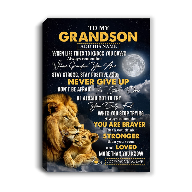 Personalized To My Grandson Gifts Canvas From Grandpa Grandma Lion Never Give Up Grandson Birthday Gifts Graduation Christmas Custom Wall Art Print Framed Canvas Canvas mockup 1 800x.jpg