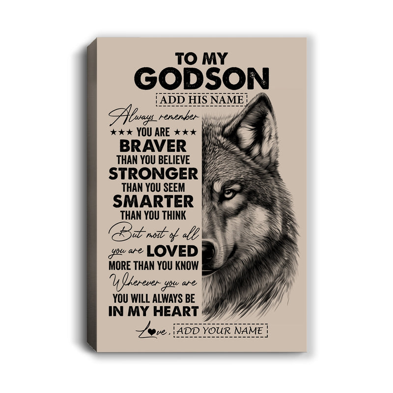 Personalized To My Godson Canvas From Godmother Godfather Wolf Braver Stronger Smarter Godson Birthday Graduation Christmas Custom Wall Art Print Framed Canvas Canvas mockup 1 800x.jpg