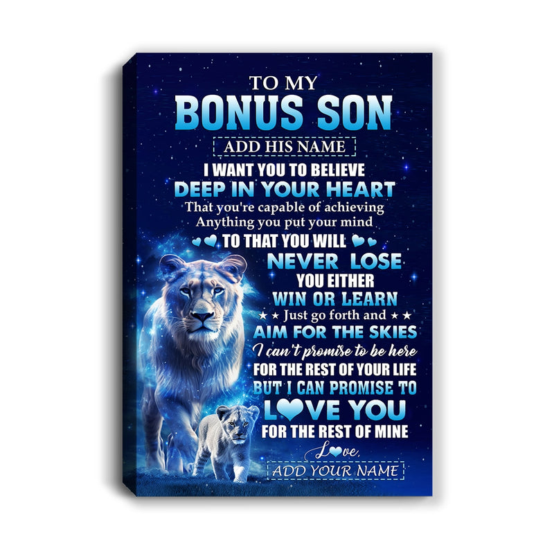 Personalized To My Bonus Son Canvas From Stepmother Believe Your Heart Stepson Gift Birthday Graduation Christmas Custom Wall Art Print Framed Canvas Canvas mockup 1 800x.jpg