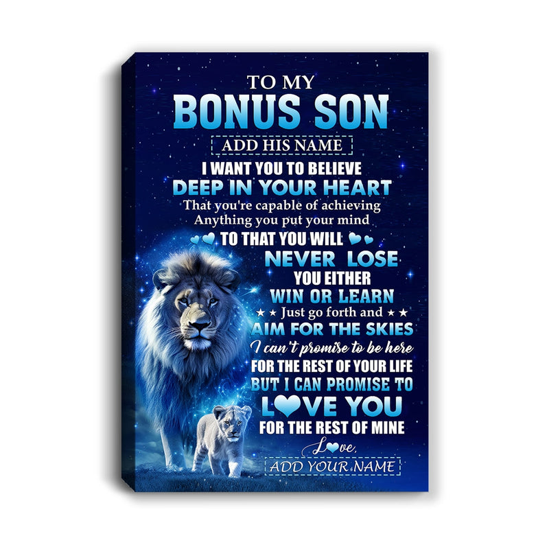 Personalized To My Bonus Son Canvas From Stepfather Believe Your Heart Stepson Gift Birthday Graduation Christmas Custom Wall Art Print Framed Canvas Canvas mockup 1 800x.jpg