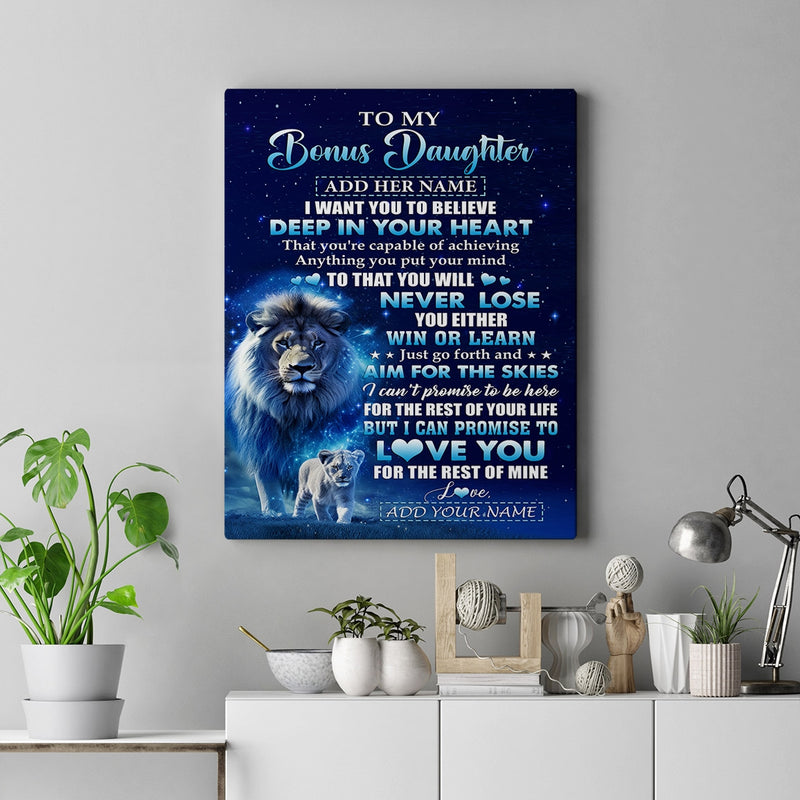 Personalized To My Bonus Daughter Canvas From Stepfather Believe Your Heart Stepdaughter Gift Birthday Graduation Christmas Custom Art Print Framed Canvas Canvas mockup 2 800x.jpg