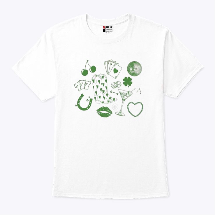 St Patricks Day Cowgirl Green Martini T Shirt.jpg