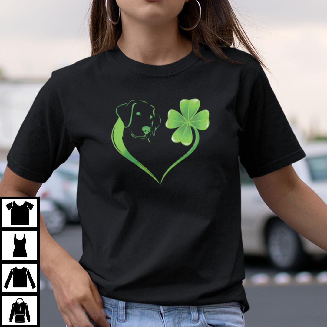 Dog On Four Leaf Clover Heart Shirt St Patricks Day.jpg