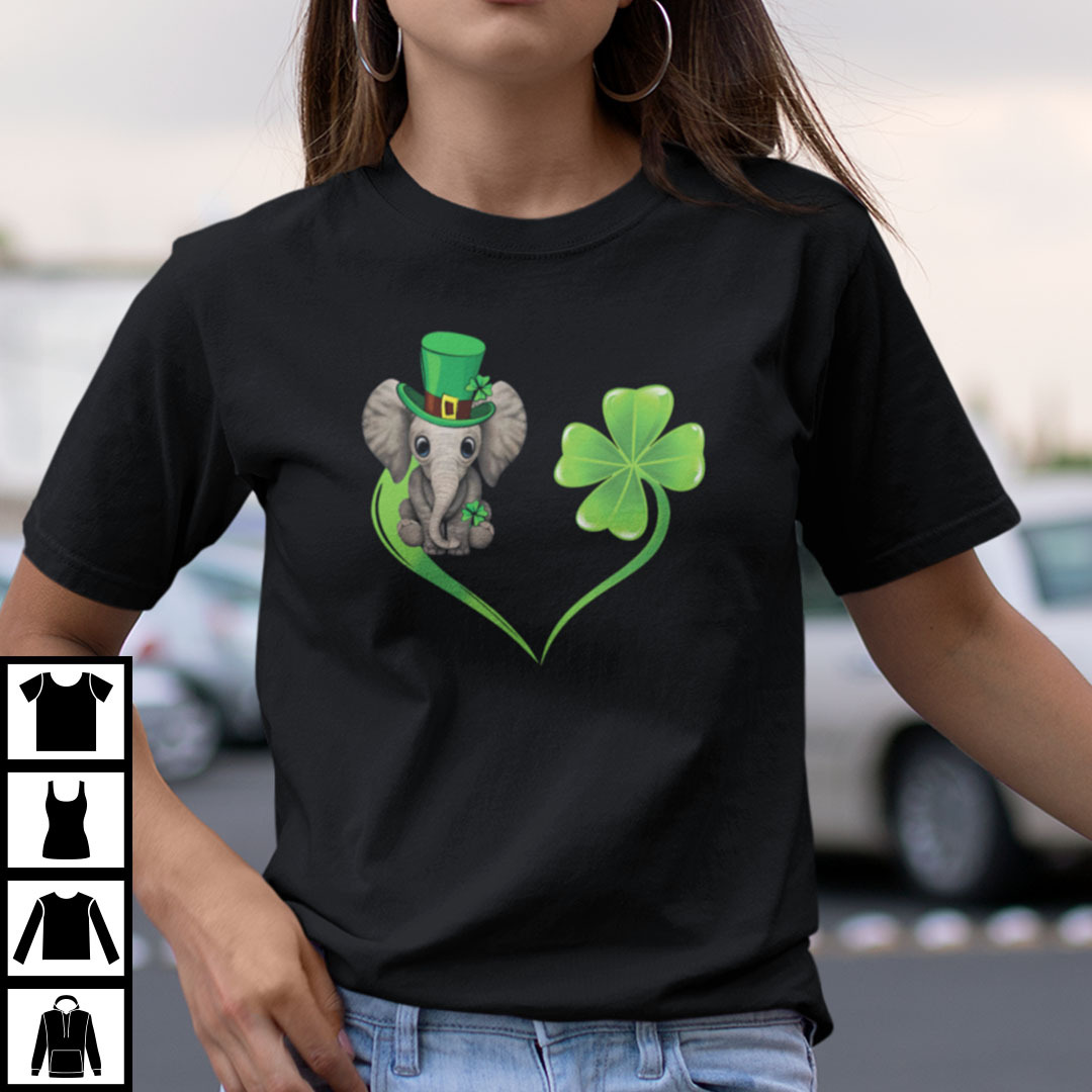 Elephant Heart Shamrock Irish St Patricks Day Shirt.jpg