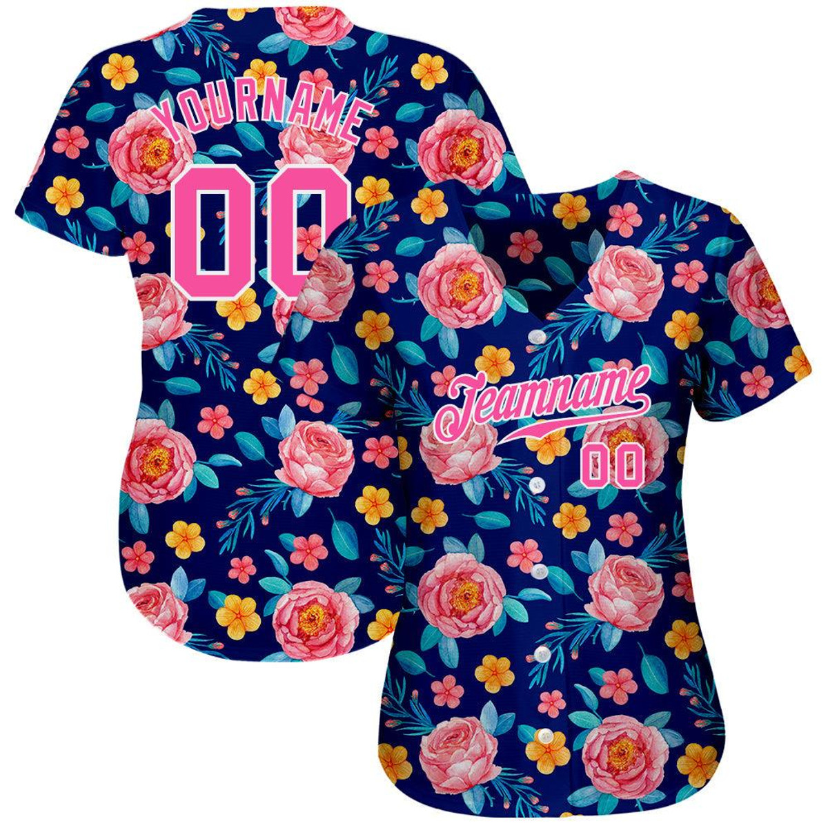 custom royal pink white 3d pattern design flowers authentic baseball jersey pz01owcn.jpg