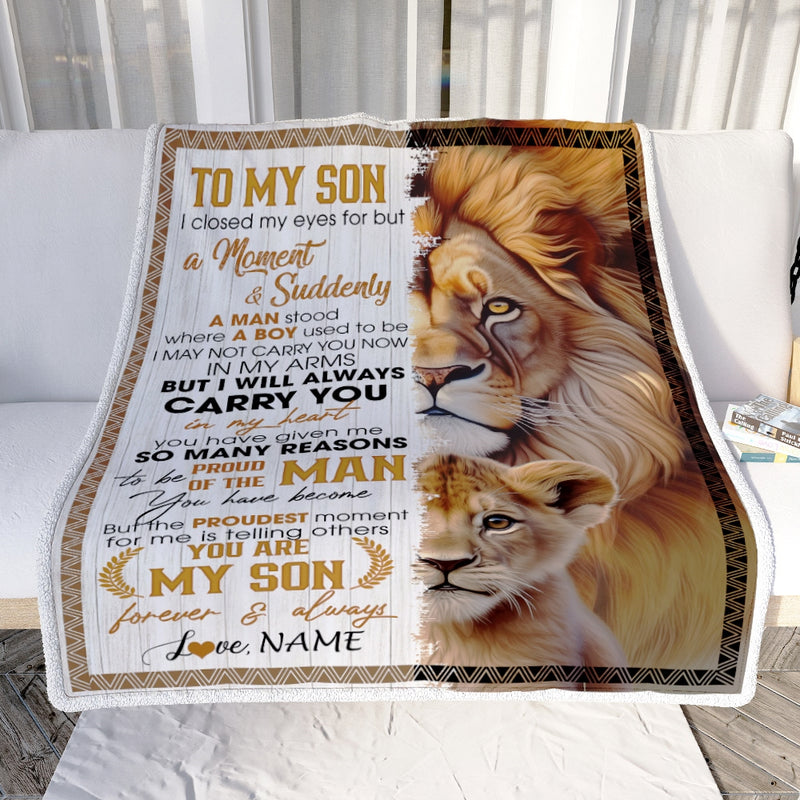 Personalized To My Son Lion Blanket From Mom Dad I Closed My Eyes Great Son Birthday Christmas Thanksgiving Graduation Customized Fleece Blanket Blanket mockup 2 800x.jpg
